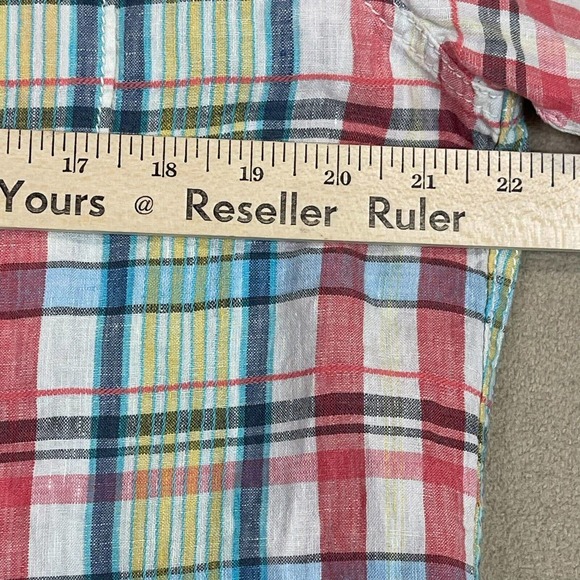 Tommy Bahama Shirt Adult Small Multicolor Plaid Relax Linen Hawaiian Pocket Mens - Picture 3 of 10